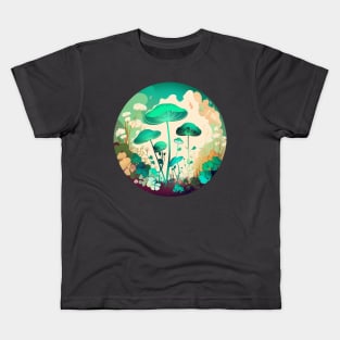 Groovy Cottagecore Mushrooms in the Forest Kids T-Shirt